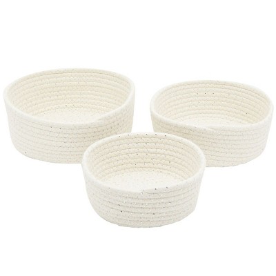 Farmlyn Creek Set of 3 Cotton Rope Baskets for Organizing, Small Woven Storage Set, White, 3 Sizes