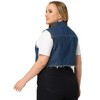 Agnes Orinda Women's Plus Size Jean Raw Hem Button Down Sleeveless Crop Denim Vest - 4 of 4