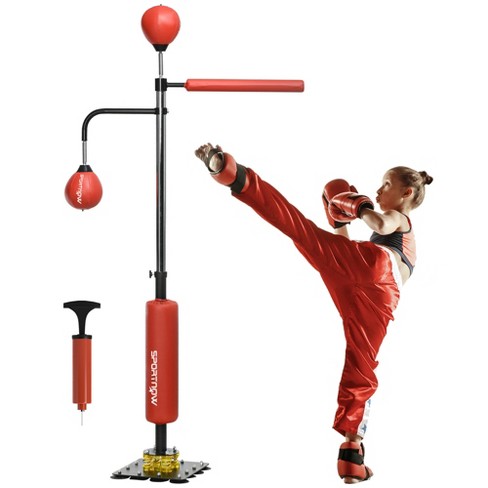 Soozier 4 7 6 8 Speed Bag Boxing Bag Stand with Reaction Bar Challenge Reflex Bag Boxing Training Equipment Speed Punching Bag Red