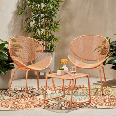 3 Piece Metal Patio Table and Chairs Sets, Outdoor Conversation Furniture Set,Metal Patio Table and Chairs Set for Small Space-Maison Boucle