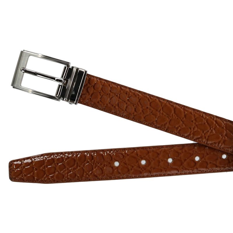 CTM Big & Tall Leather Croc Print Dress Belt with Clamp On Buckle, 2 of 3
