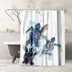 Americanflat 71x74 Sea Turtle Shower Curtain - 100% Polyester Shower Curtain - Water-Resistant Bath Curtain with Metal Grommets - 1 of 4