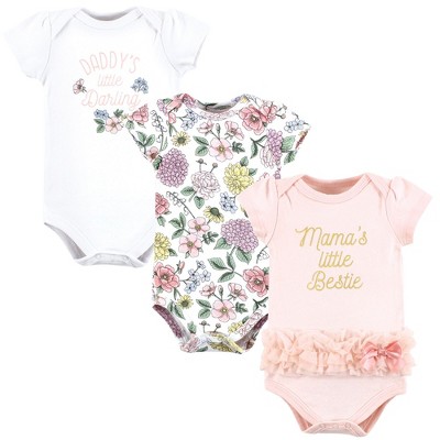 Hudson Baby Infant Girl Cotton Bodysuits, Vintage Blossoms Tutu