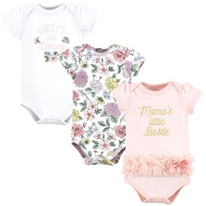 Hudson Baby Infant Girl Cotton Bodysuits, Vintage Blossoms Tutu - 1 of 4