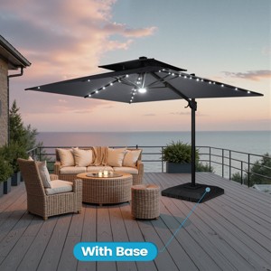 Crestlive Products 9'X11' Double Top Cantilever Umbrella UV30+ with Light and Base Outdoor 360 Rotation 6 Heights Adjustable Offset Umbrella - 1 of 4