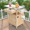 Kitchen Cart with Stainless Steel Top, Drop Leaf and One Drawer - 2 of 4