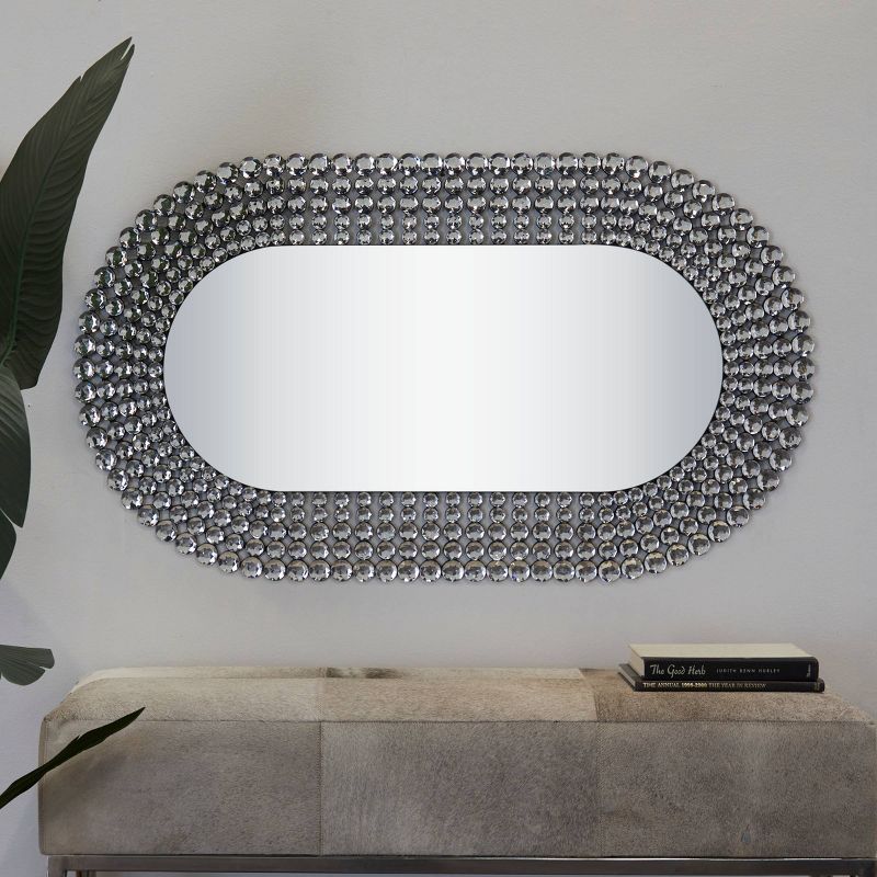 48&#34;x28&#34; Glass Oval Wall Mirror with Layered Crystal Frame Silver - Olivia &#38; May, 2 of 7