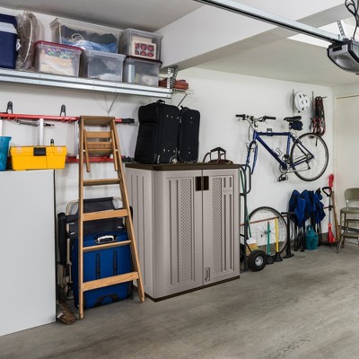 Gray Freestanding Lockable Resin Storage Cabinet with Adjustable Shelving