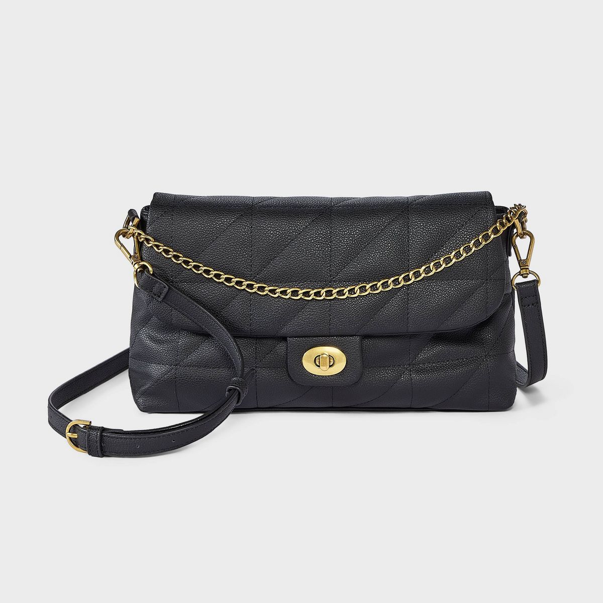 Quilted Turn Lock & Chain Crossbody Bag - A New Day™