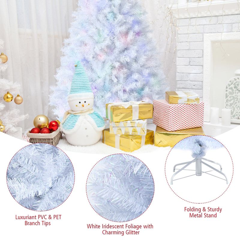 Tangkula White Realistic Xmas Tree, Lush Christmas Tree W/ PVC & PET Branch Tips, 3 of 11