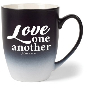 Elanze Designs Love One Another John 13:34 Two Toned Ombre Matte Black and White 12 ounce Ceramic Stoneware Coffee Cup Mug - 1 of 4