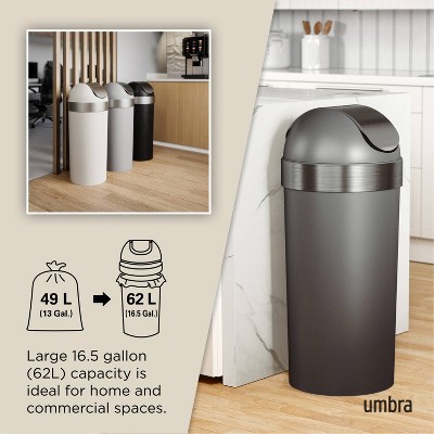 Pewter 16-Gallon Swing Top Kitchen Trash Can