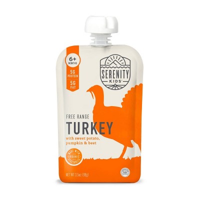 Serenity Kids Free Range Turkey with Organic Sweet Potato, Pumpkin & Beet Baby Food Pouch - 3.5oz