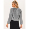 INSPIRE CHIC Women's Long Sleeve Open Front Cropped Winter Faux Fur Jacket - 3 of 4