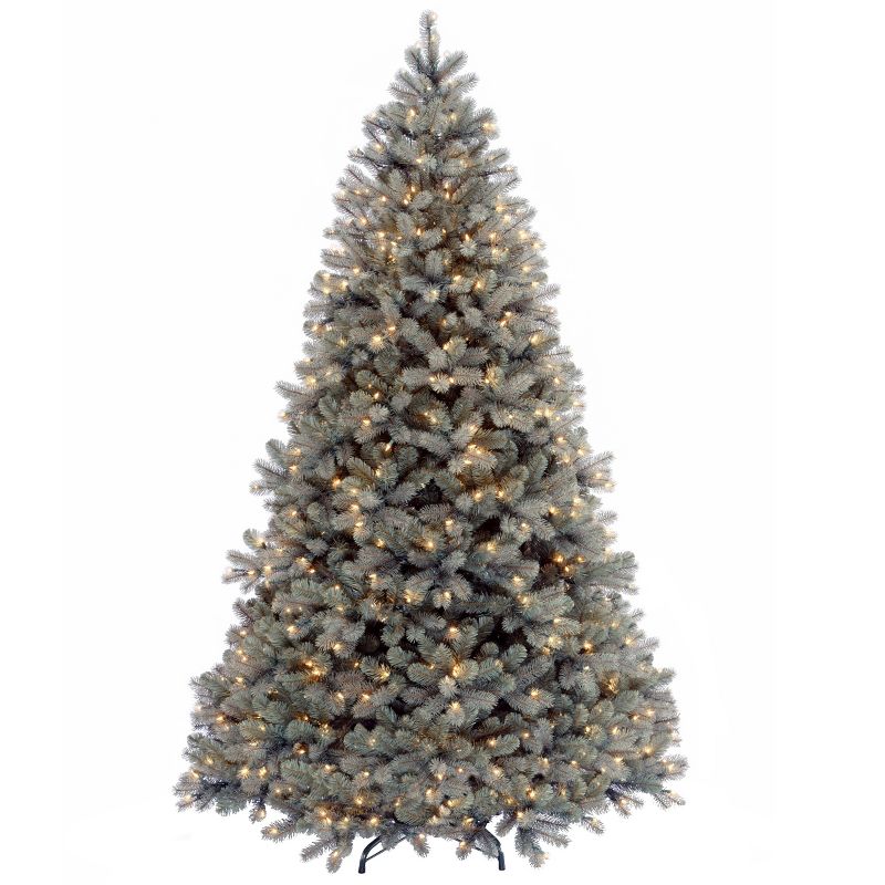 National Tree Company 6.5 ft Pre-Lit 'Feel Real' Artificial Full Downswept Christmas Tree, Green, Douglas Blue Fir, White Lights, Includes Stand, 1 of 6