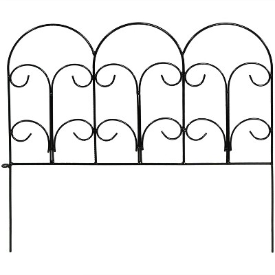 Sunnydaze Outdoor Lawn and Garden Metal Victorian Style Decorative Border Fence Panel Set - 7' - Black - 5pk