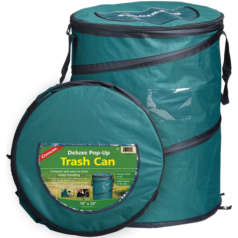 Coghlan's Deluxe Pop-Up Trash Can, 19" x 24" Compact Storage Pocket Zipper Lid, 1 of 3