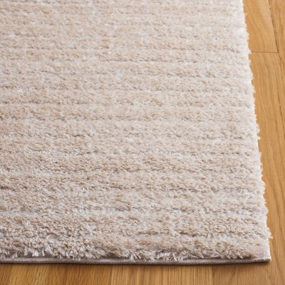 Beige 4' x 6' Shag Synthetic Area Rug