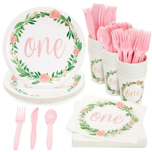  Baby Shower Tableware Plates and Napkins, Baby Girl