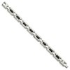 Black Bow Jewelry Men's 13mm Stainless Steel & Black Carbon Fiber Link Bracelet, 9 Inch - 2 of 4