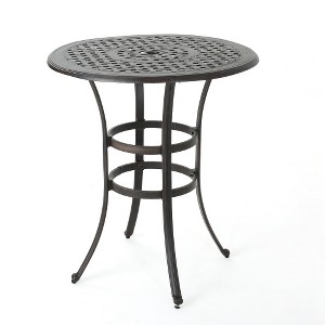 ACEPANO 37 in. W Grid Design Side Table with Lightweight Aluminum Frame & Umbrella Hole for Indoor & Outdoor-Gray - 1 of 4