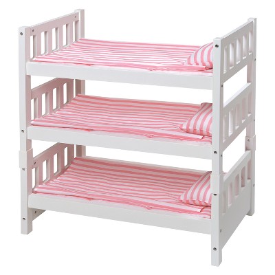 Badger Basket 1-2-3 Convertible Doll Bunk Bed with Bedding - Pink/Stripe