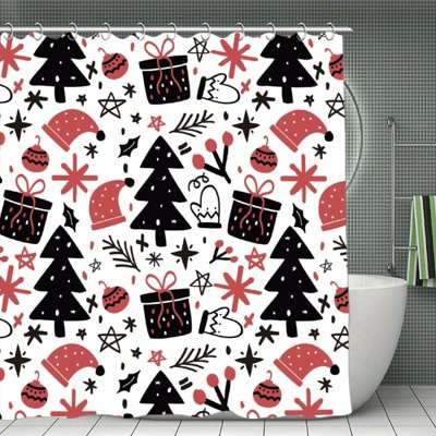 Christmas Pattern Shower Curtain ¨C Waterproof Polyester, Holiday Bathroom Decoration, Durable and Easy Care 70.8x70.8 Inch
