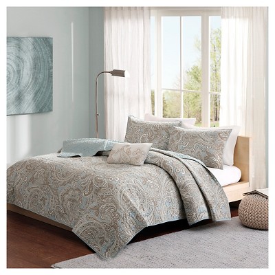 Dierdre Cotton Coverlet Set (Full/Queen) 4-Piece - Blue