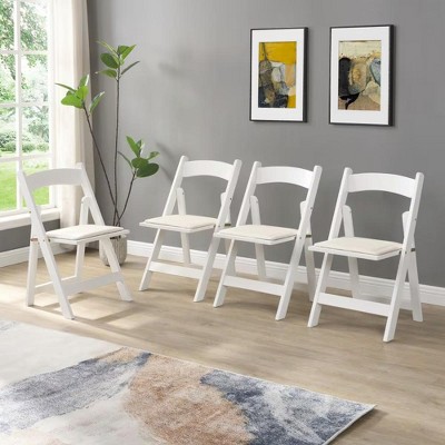 NicBex Folding Chairs Set of 4,Dining Chairs with Upholstered Cushion for Dining Room,Living Room,Kitchen,Space Saving,White