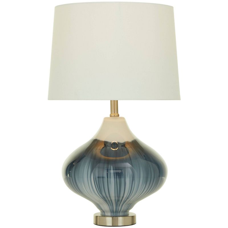 24&#34; x 14&#34; Table Lamp with Drum Shade and Glass Gourd Style Base Blue - Olivia &#38; May, 1 of 6