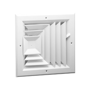 Hart & Cooley 8x8 Aluminum 3-Way Ceiling Diffuser, Multi-Shutter Damper, White - 1 of 1