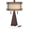 Franklin Iron Works Niklas 26" High Industrial Table Lamps Set of 2 USB Port Pull Chain Brown Bronze Finish Metal Tan Shade Living Room Charging - 3 of 4