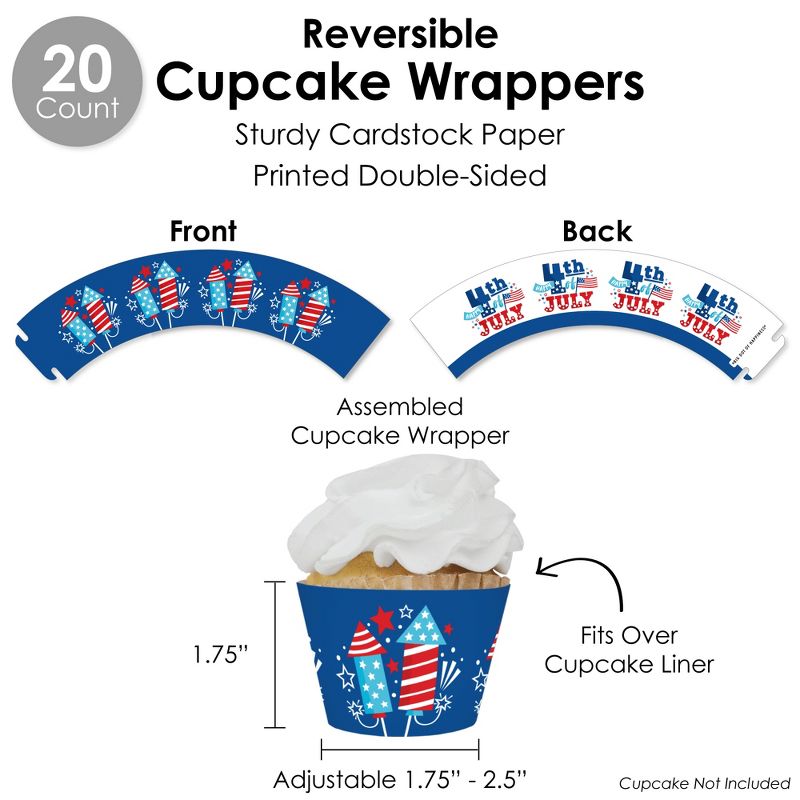 Big Dot of Happiness Firecracker 4th of July -  Party Favors and Cupcake Kit - Fabulous Favor Party Pack - 100 Pieces, 5 of 9