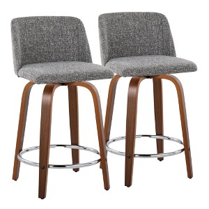 24" Mid-Century Modern Swivel Fixed-Height Counter Stool Set of 2 - 1 of 4
