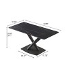 63" Modern Rectangular Dining Table for 6,Sintered Stone Top with Black Metal X-Leg Base-Maison Boucle - 4 of 4