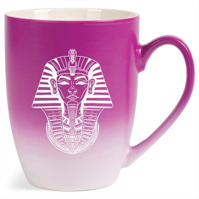 Elanze Designs 12 Ounce Two Toned Ombre Ceramic Tea Coffee Cup Mug Magenta White Pharaoh Ancient Regal Icon