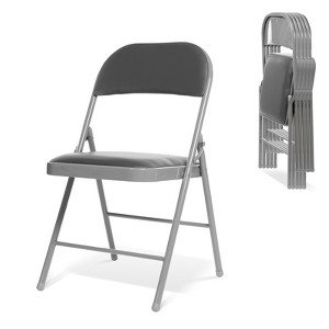 Real Relax Folding Chairs with Padded Seats for Events Home Office, Pu Leather Folding Chair - 1 of 4