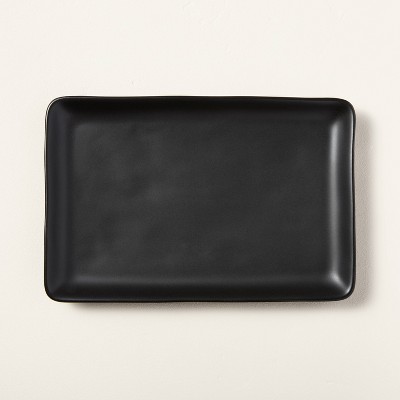 Small Rectangle Matte Stoneware Serve Tray Black - Hearth & Hand™ with Magnolia