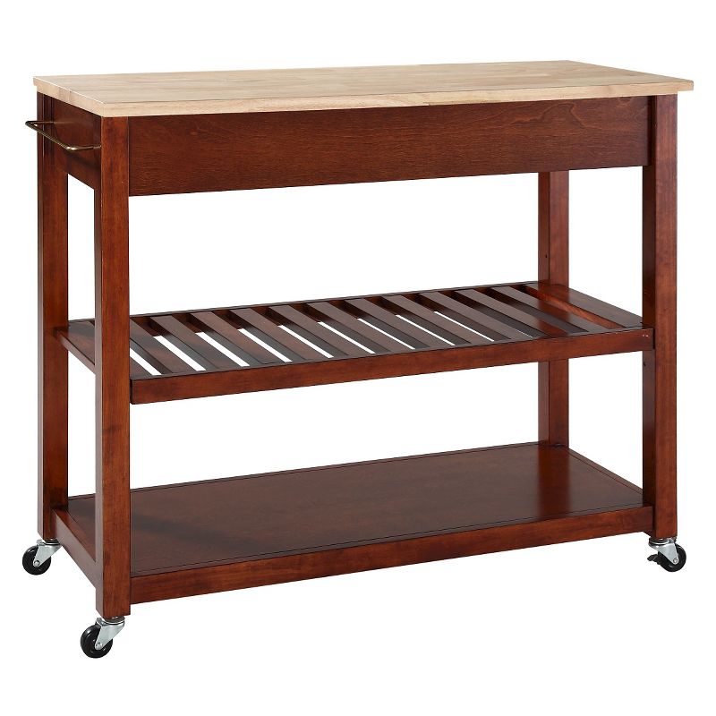 Natural Wood Top Kitchen Cart/Island with Optional Stool Storage - Crosley, 4 of 11