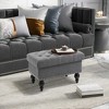 Aghana Digitals 25" Gray Storage Ottoman Bench with Linen-Touch Fabric, Tufted Lid, Rubberwood Legs BT991-1 25.00×17.80×17.00 in - 4 of 4