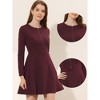 Allegra K Women's Vintage Plaid Houndstooth Long Sleeve Office Zip Front Flare Mini Dress - 2 of 4