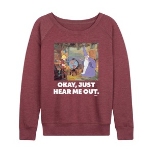 Women's - Disney - The Sword And The Stone Lightweight French Terry Wide Neck Long Sleeve Shirt - 1 of 4