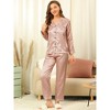 Allegra K Women's Satin Button Down Sleepshirt with Pants Sleepwear Pajama Set - 3 of 4