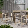 Outdoor Wood Dining Chair Set of 2 with Armrest,Wicker Patio Dining Chair for Patio Dining Room,Garden-Tanpinhause - 2 of 4