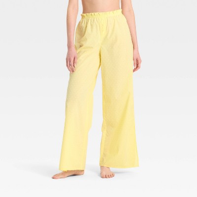 Women's Poplin Dot Pajama Pants - Colsie™ Yellow S