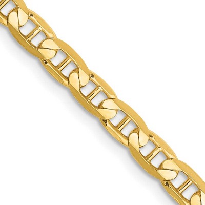 Black Bow Jewelry 3.75mm, 14k Yellow Gold, Solid Concave Anchor Chain Necklace