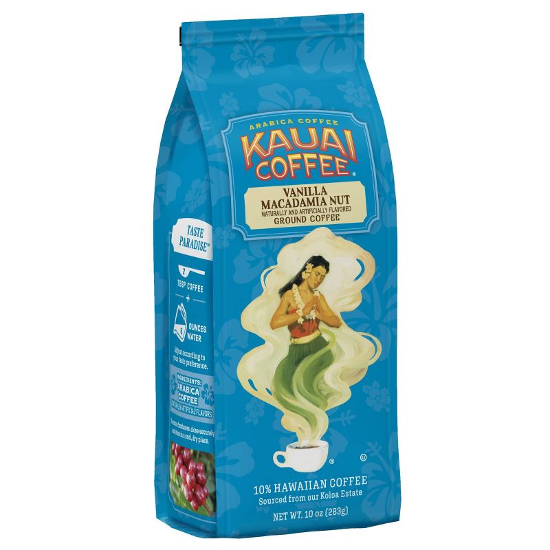Kauai Coffee Vanilla Macadamia Nut Medium Roast Ground Coffee - 10oz, 1 of 8
