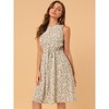 Allegra K Women's Floral Split Neck Drawstring Waist Sleeveless A-Line Summer Midi Dress - 3 of 4
