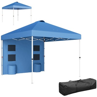 Outsunny 10' x 10' Pop Up Canopy Tent with Sidewall, UPF50+ Instant Sun Shelter with Storage Pockets, Height Adjustable