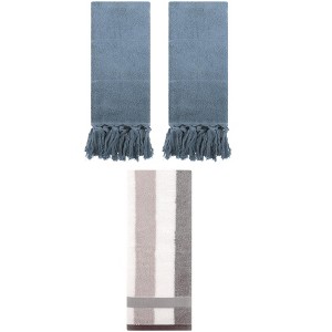 REGALWOVEN 3 Packs Cotton Absorbent Soft Decorative Bathroom Hand Towel Set - 1 of 4